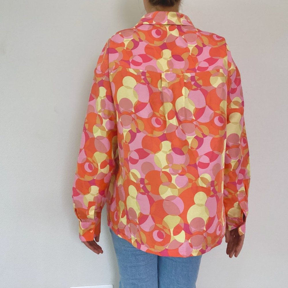 Vintage Silk Bright Geo Top Pink, Orange, Yellow - Picture 7 of 8